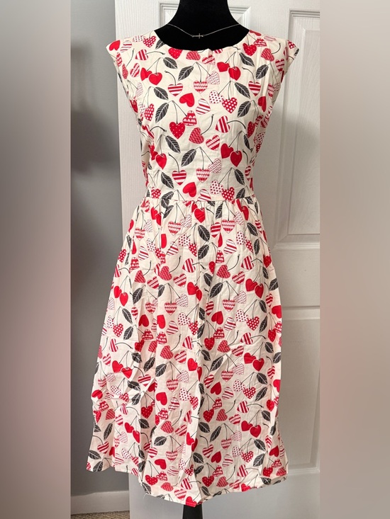 Tulip B Dresses & Skirts - Tulip B Heart Cherry Print Cotton Midi Dress XL NWT Retro Cottagecore